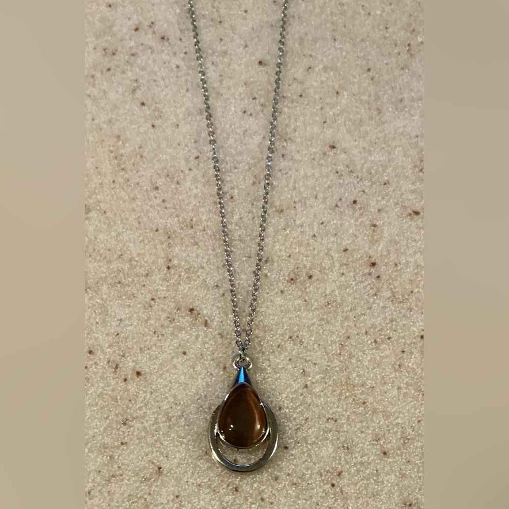 Paparazzi Silver and Brown Teardrop Necklace